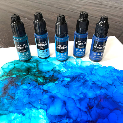 PIXISS Alcohol Ink Set of 5 - Brilliant Blues Hues