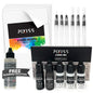 PIXISS Alcohol Ink 5 Pack, Alcohol Ink Paper, Blending Brushes & Bonus FREE Blending Solution