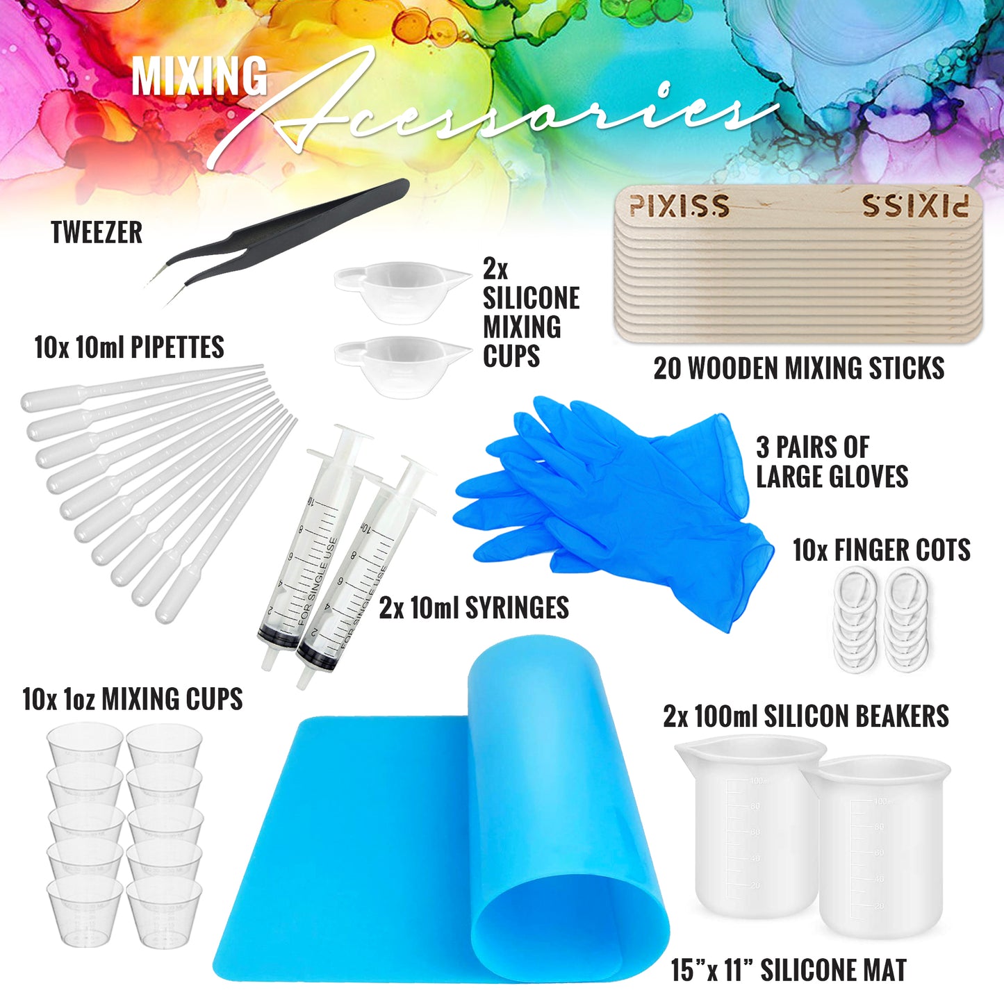 PIXISS Epoxy Resin Mixing Kit with Mica Powders - 89PC