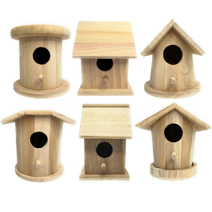 PIXISS Wooden Birdhouses Set of 6