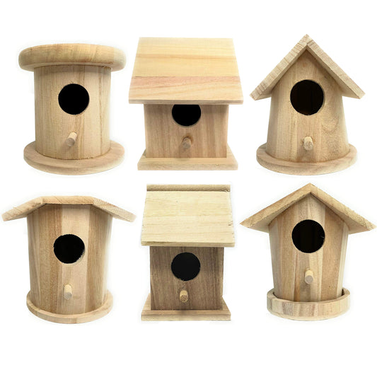 PIXISS Wooden Birdhouses Set of 6