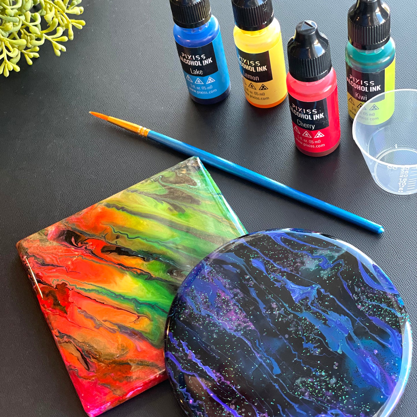 PIXISS Round Ceramic Coasters with Cork Backing - 12