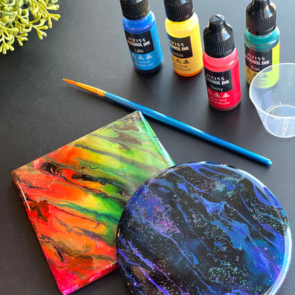 PIXISS Round Ceramic Coasters with Cork Backing - 12