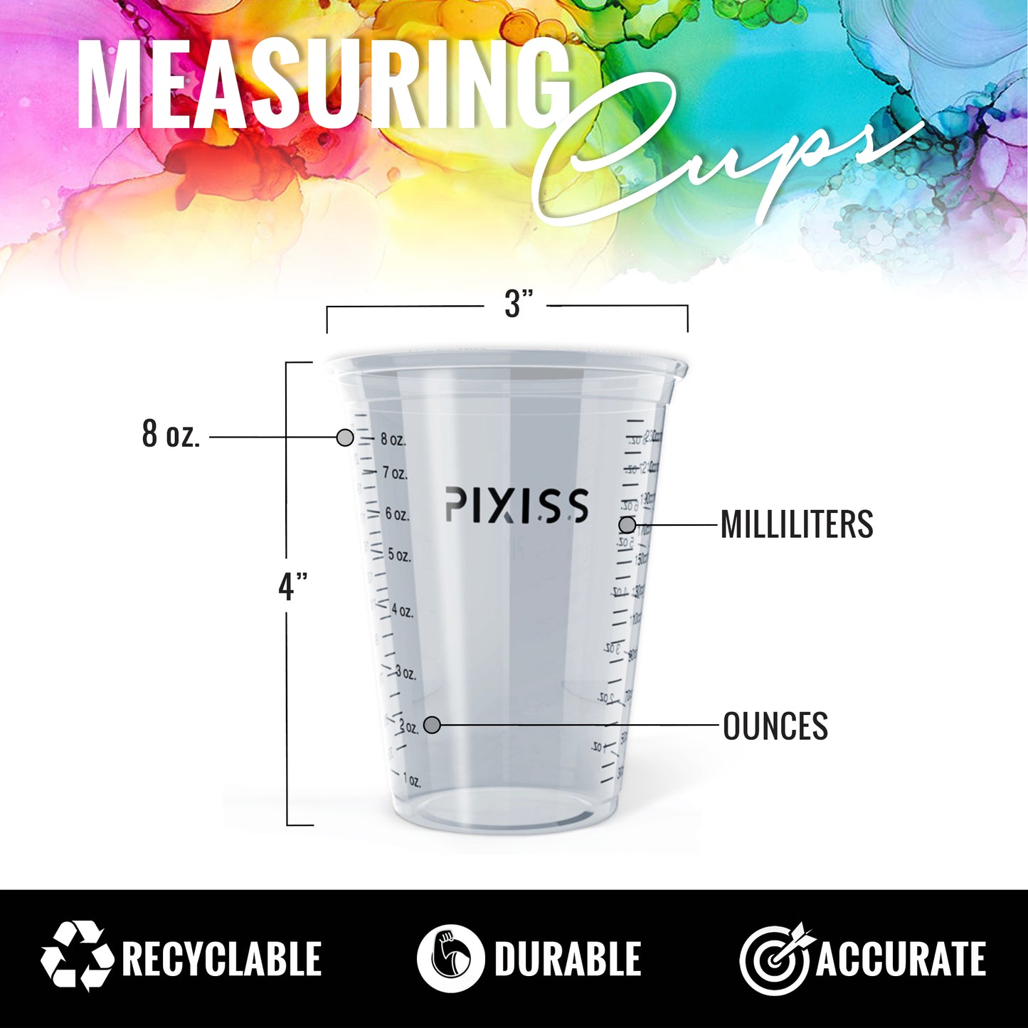PIXISS Disposable Mixing & Measuring Cups - 10oz.