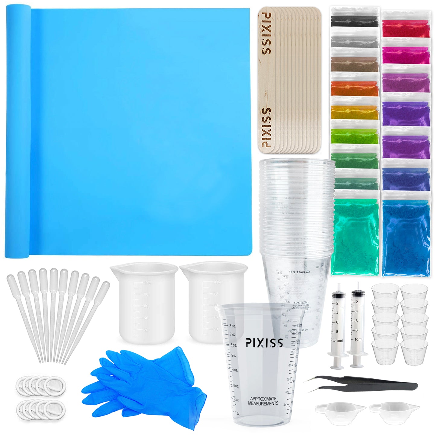 PIXISS Epoxy Resin Mixing Kit with Mica Powders - 89PC