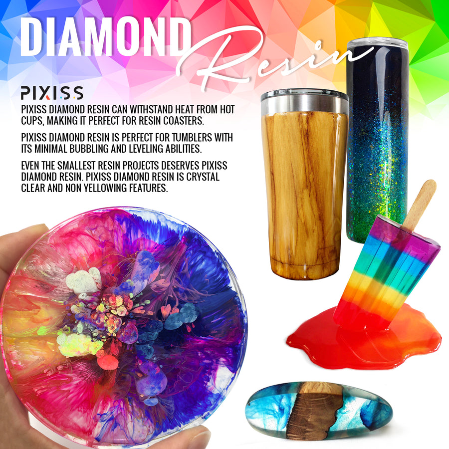 PIXISS Diamond Resin; 17oz. with Resin Mixing Cups and Supplies