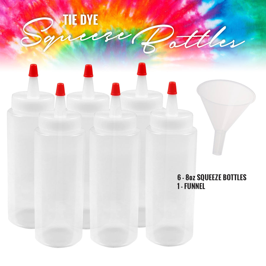 PIXISS 8oz. Tie Dye / Paint Squeeze Bottles - 6 Pack