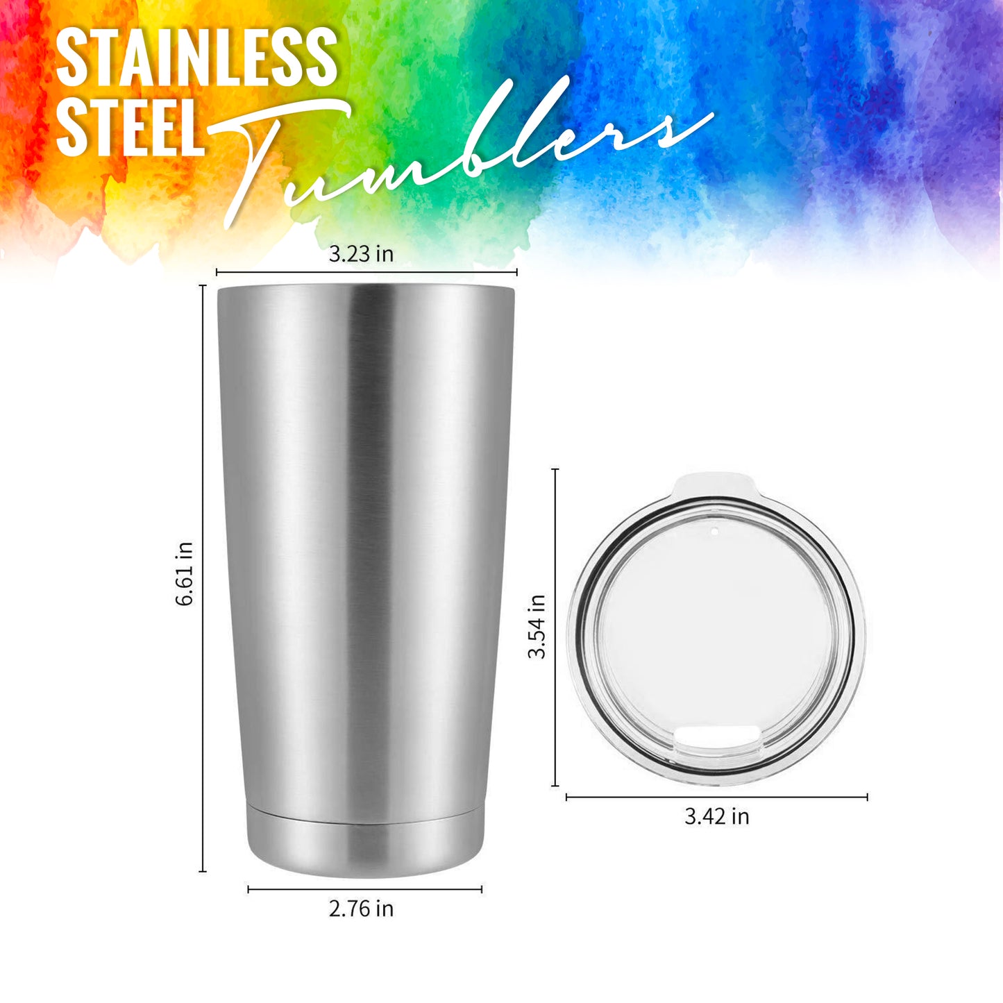PIXISS 20oz. Stainless Steel Beverage Tumblers