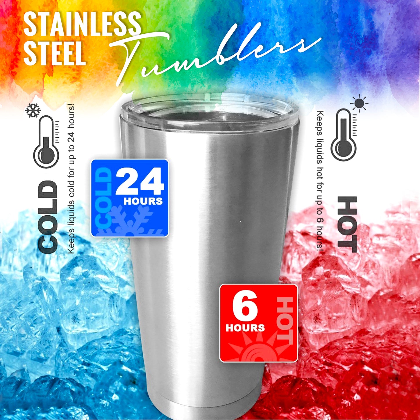 PIXISS 20oz. Stainless Steel Beverage Tumblers