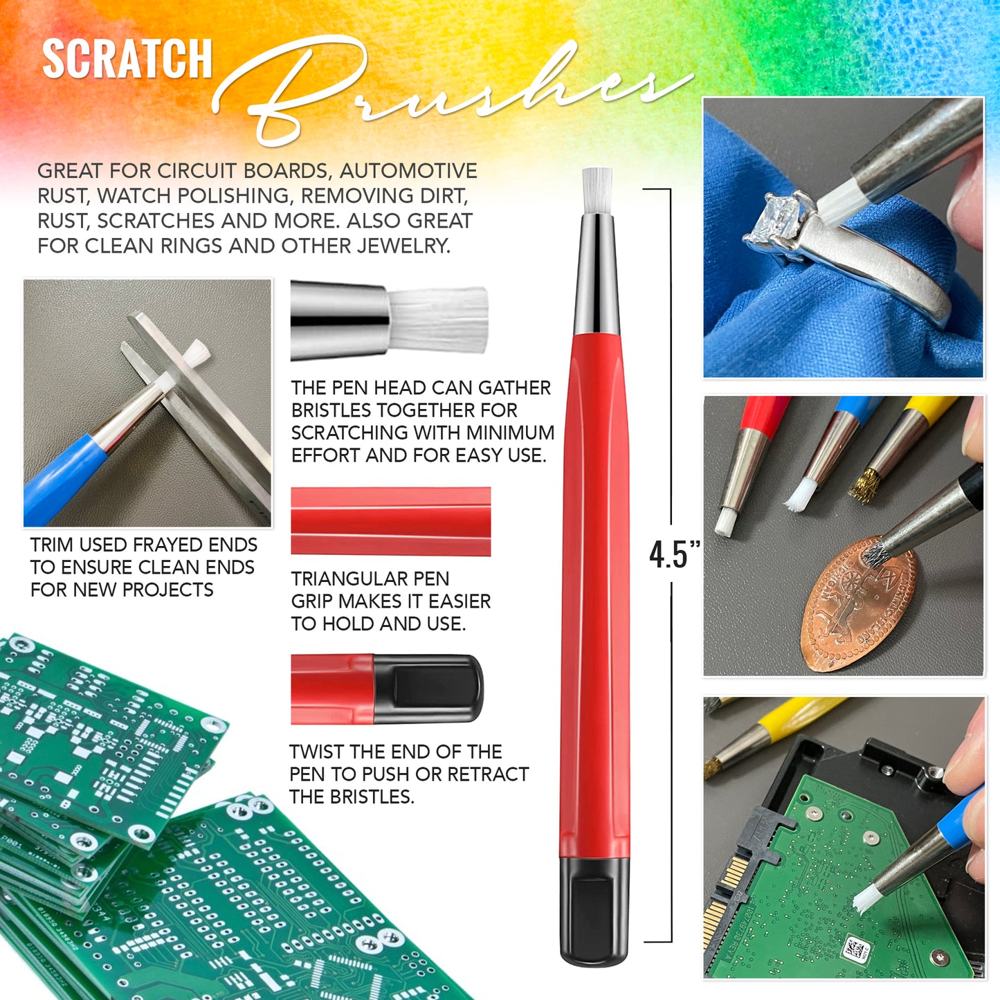 PIXISS Fiberglass Scratch Brush Refills - 24 Pack