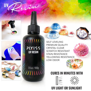 PIXISS UV Resin, Resin Tape & UV Mini Light with FREE Accessories Kit