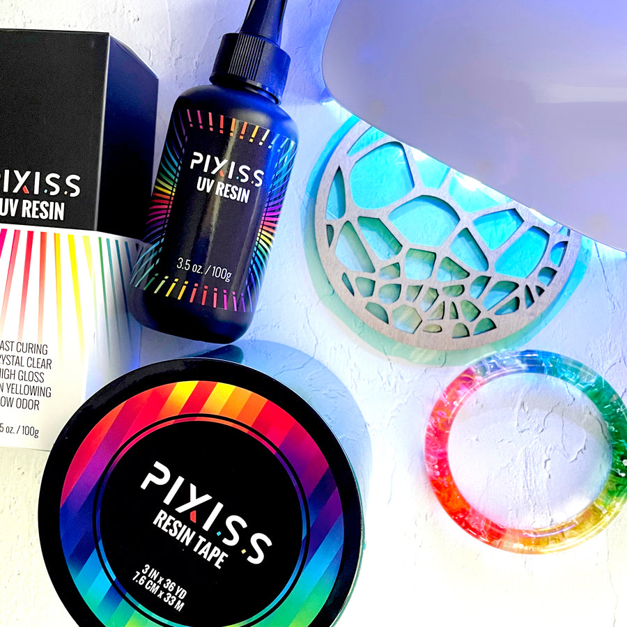 PIXISS UV Resin, Resin Tape & UV Mini Light with FREE Accessories Kit