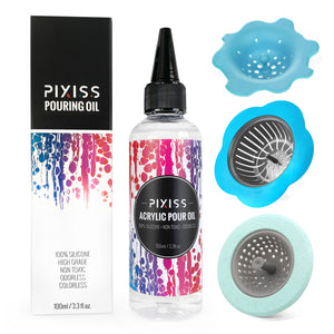 PIXISS Acrylic Pouring Oil and Pouring Strainer Bundle