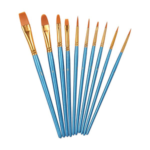 PIXISS Assorted Acrylic Paint Brushes - 10PC