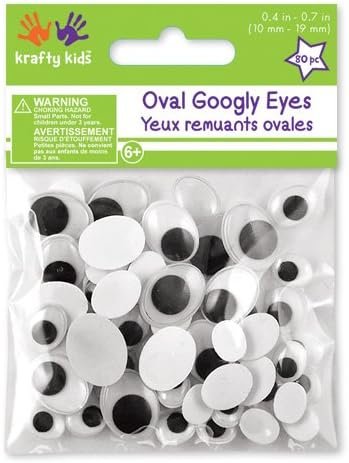 Multicraft Imports Krafty Kids Paste-On Googly Eyes, 10 to 19mm, Black, 80 Per Package