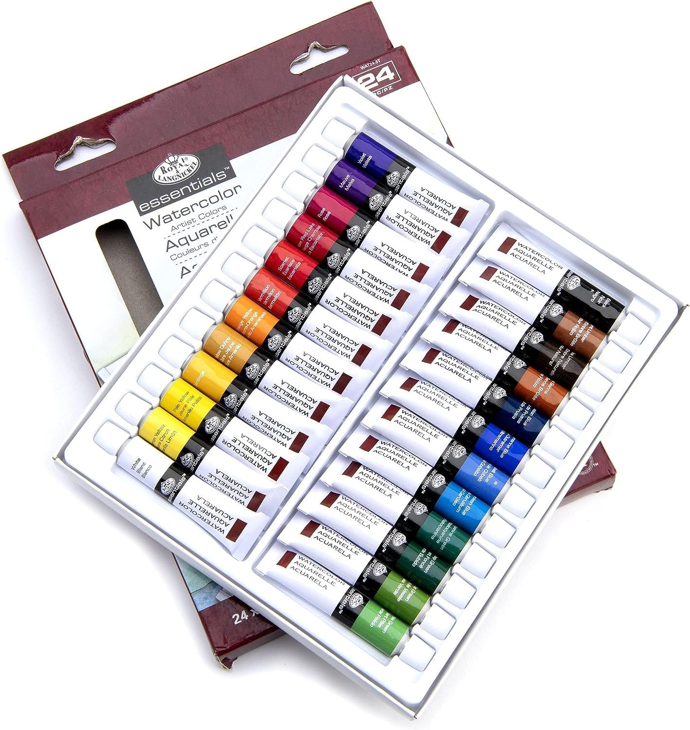 Royal & Langnickel WAT24 Watercolor Artist Tube Paint, 12ml, Pack of 24 colors