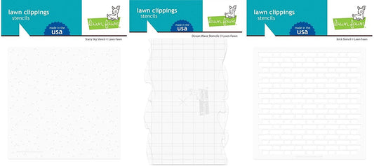 Lawn Fawn Stencils - Starry Sky, Brick and Ocean Waves Set - 3 Item Bundle