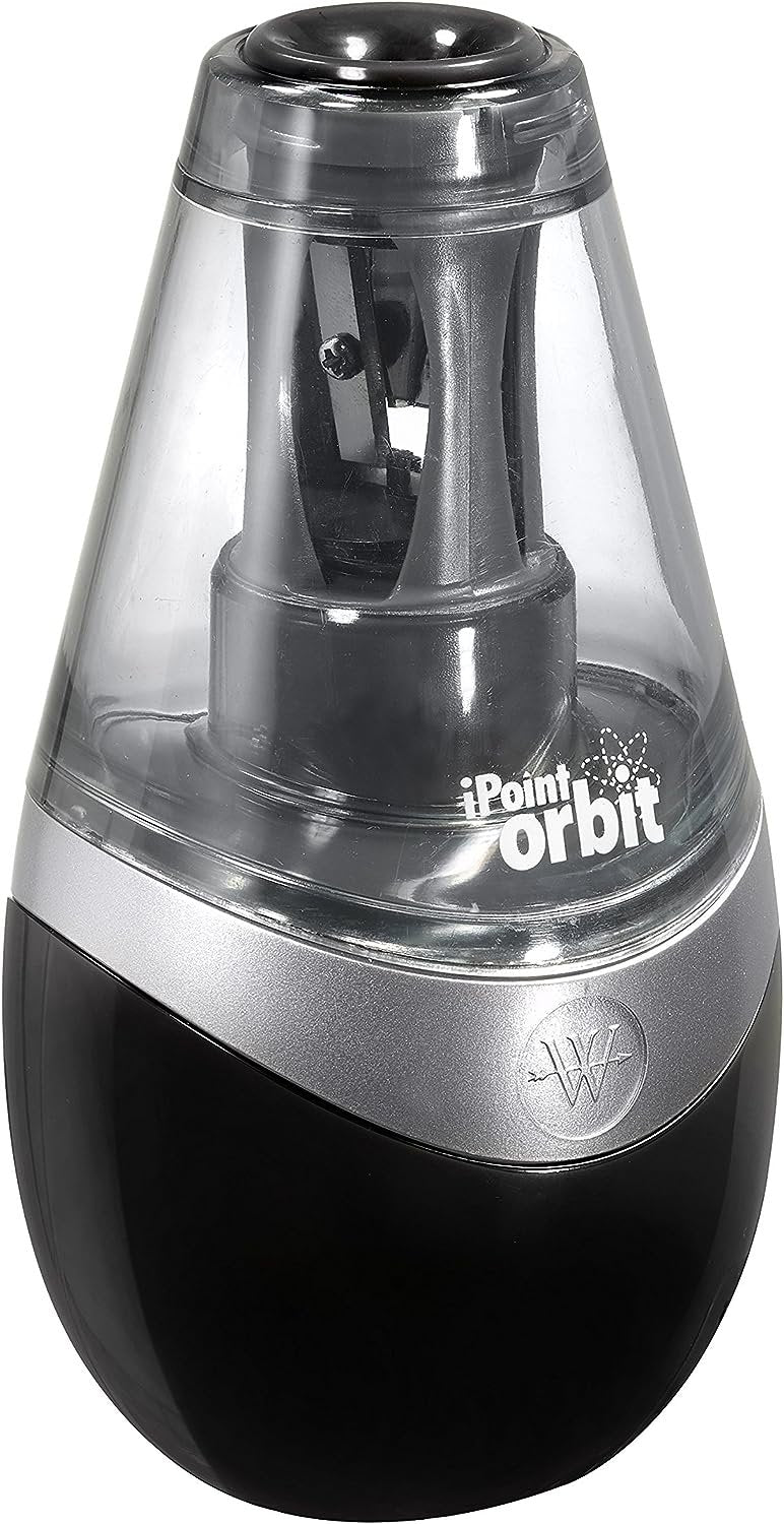 Westcott 16244 iPoint Orbit Battery-Powered Pencil Sharpener for Home and Office, Black