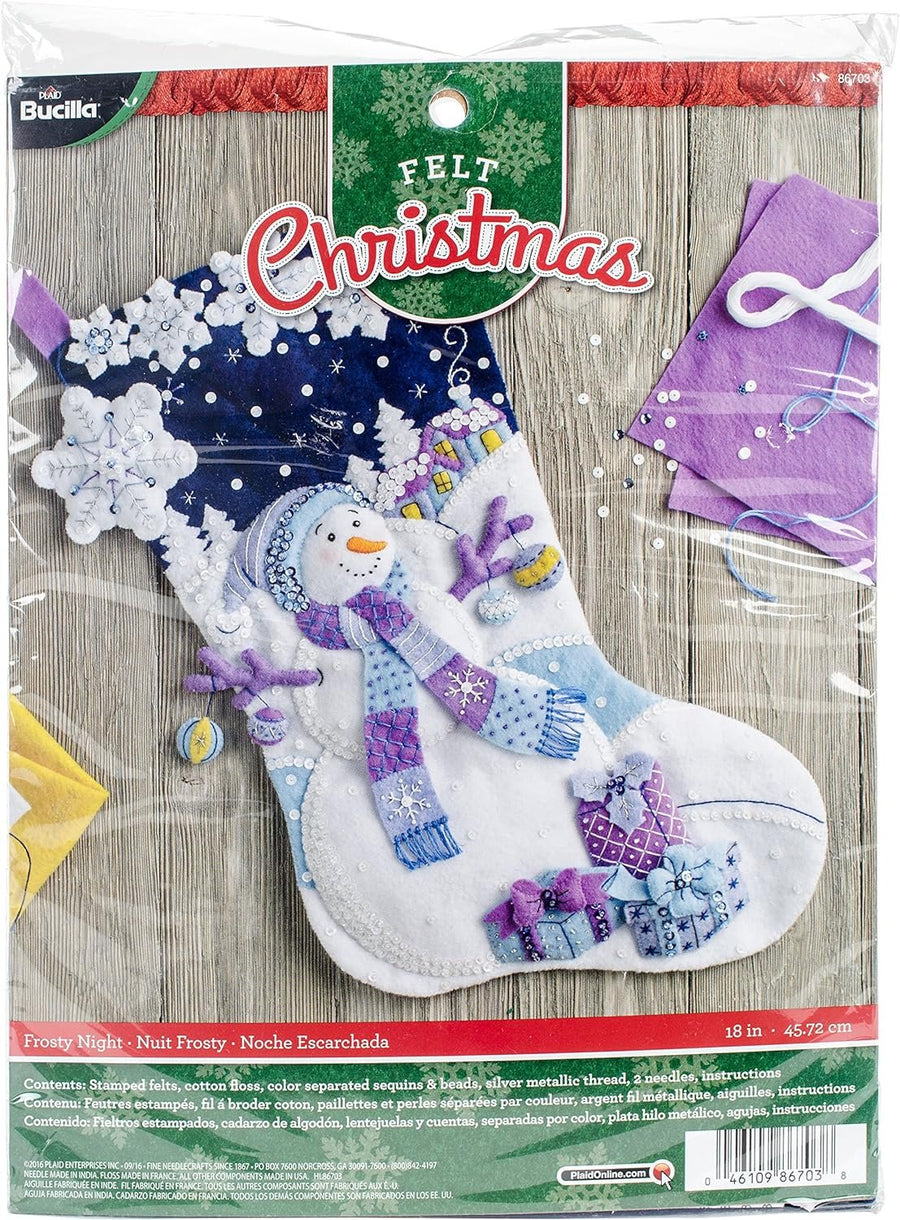 Bucilla Felt Applique Stocking Kit (18-Inch), Frosty Night