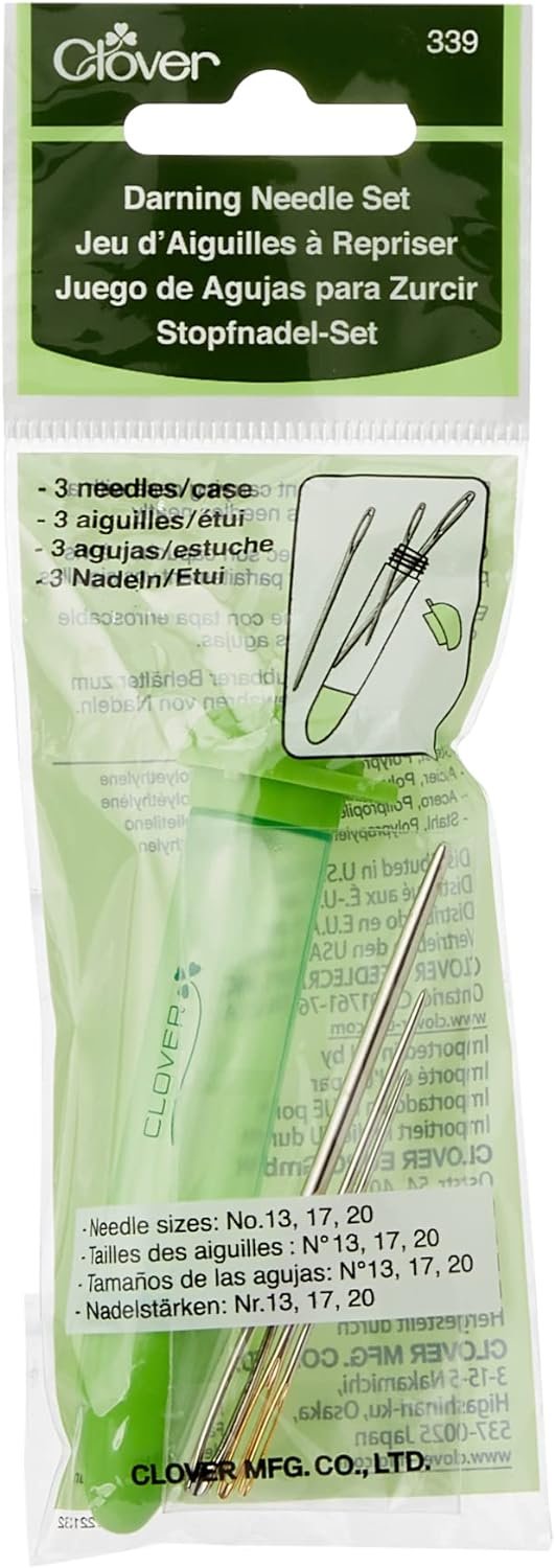 Clover Chibi darning Needles, 6.2" Height x 2.1" Length x 0.8" Width, Blue/White