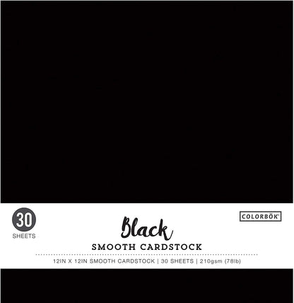 Colorbok Black 12x12in Smooth Cardstock