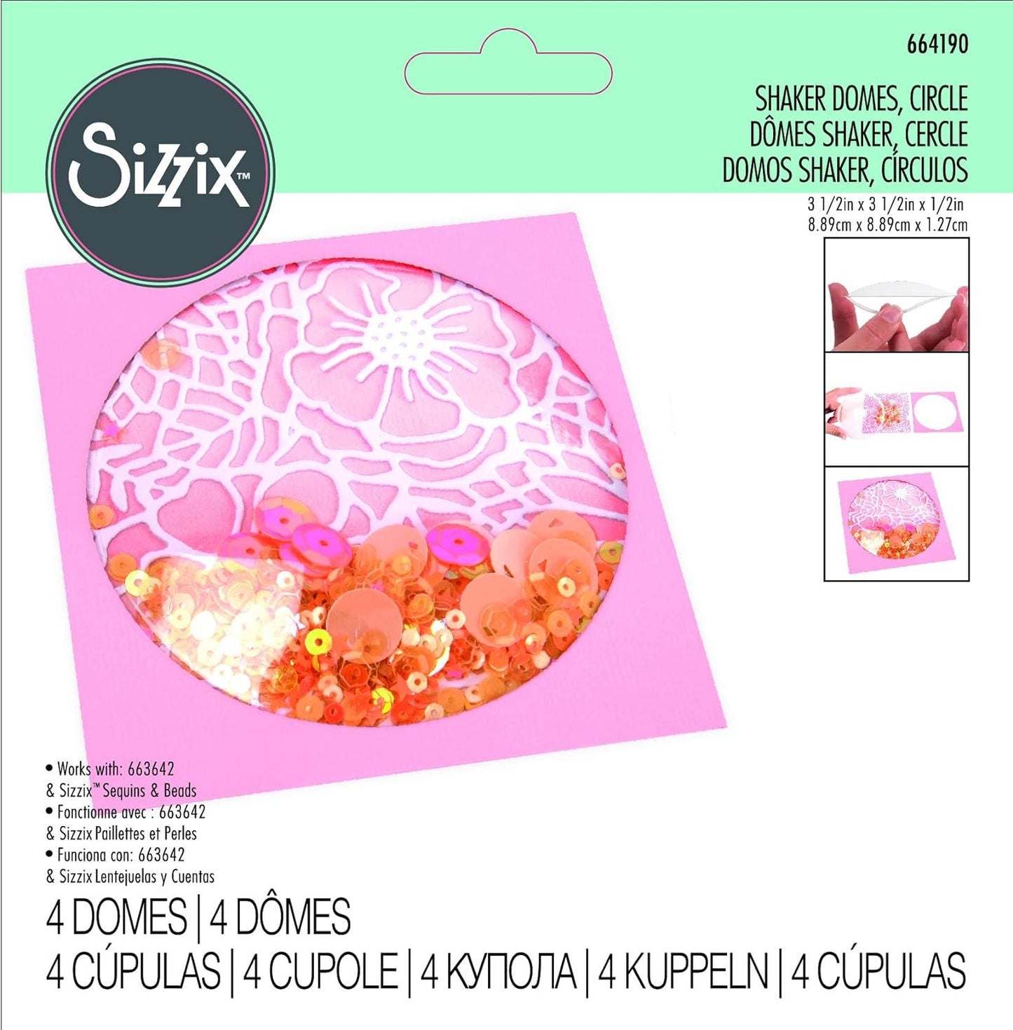 Sizzix 664595, 6 Pack, Translucent Shaker Dome, Star 3, 6/Pkg