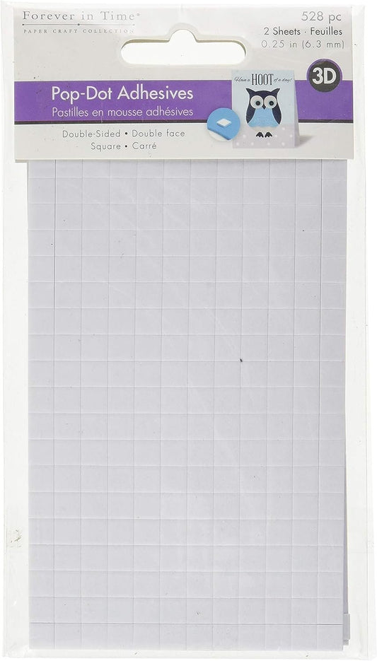 Forever in Time PD108 3D Pop Dots Square Dual-Adhesive Foam Mount, 1/4-Inch, 528 Per Package, White