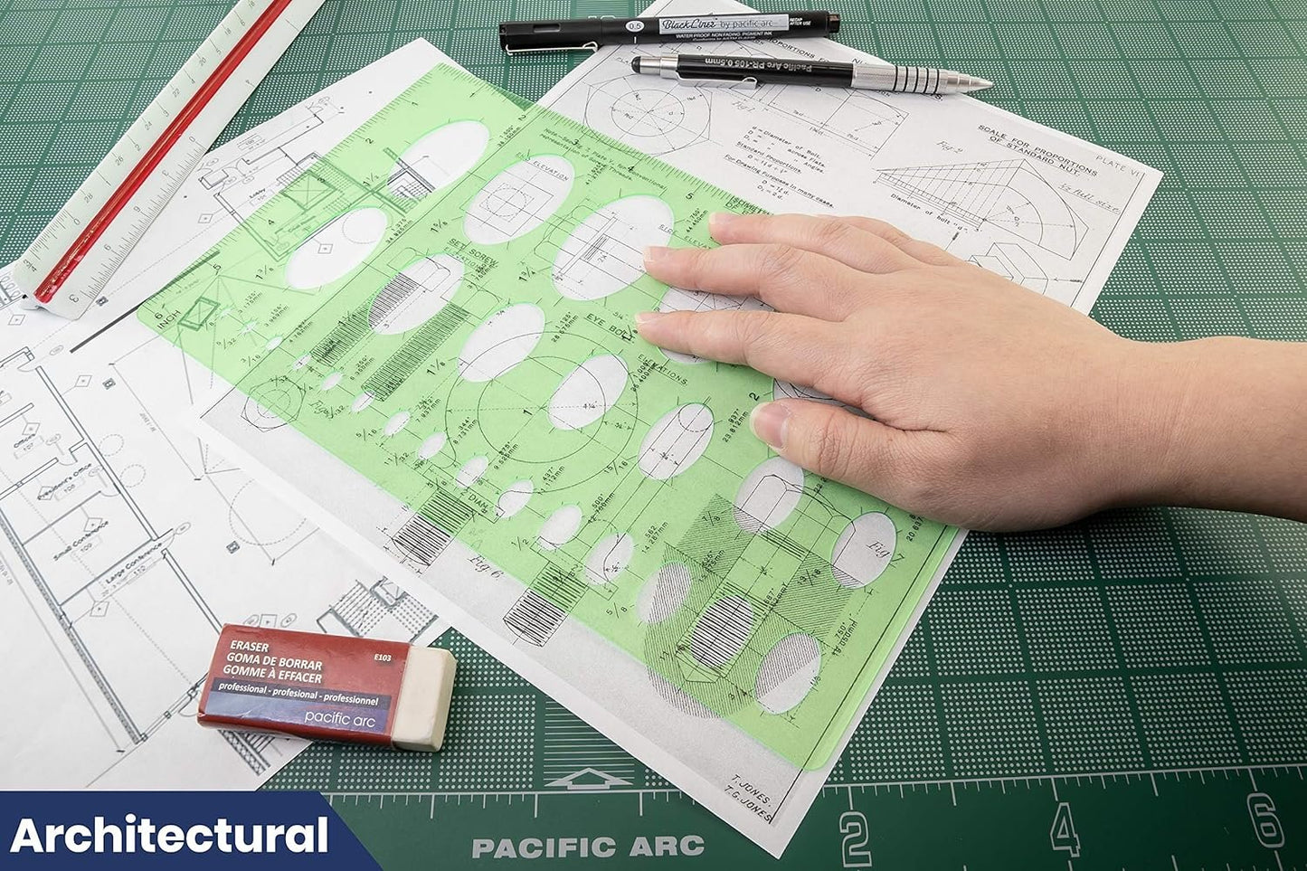 Pacific Arc Isometric Ellipse Guide Template, 27 Total Ellipse from 1/8 Inch to 2 Inch with Inch Graduations