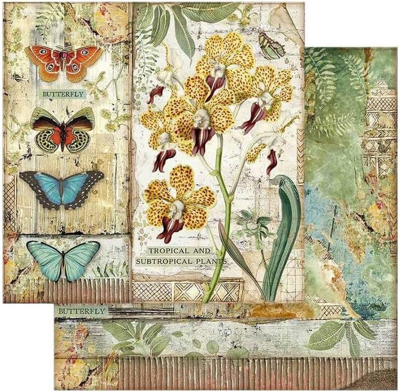 Stamperia Mini Scrapbooking Pad-Double Sided Sheets-Amazonia, Paper, Wooden, 8 x 8 inches v