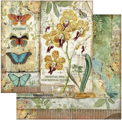 Stamperia Mini Scrapbooking Pad-Double Sided Sheets-Amazonia, Paper, Wooden, 8 x 8 inches v