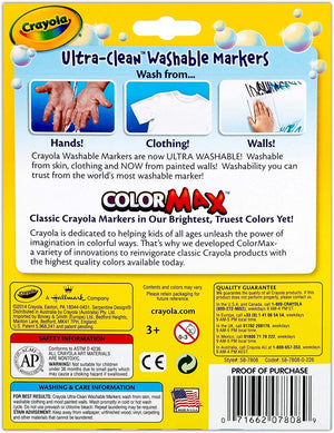 Crayola Ultra-Clean Washable Markers, Broad Line, 8 Count