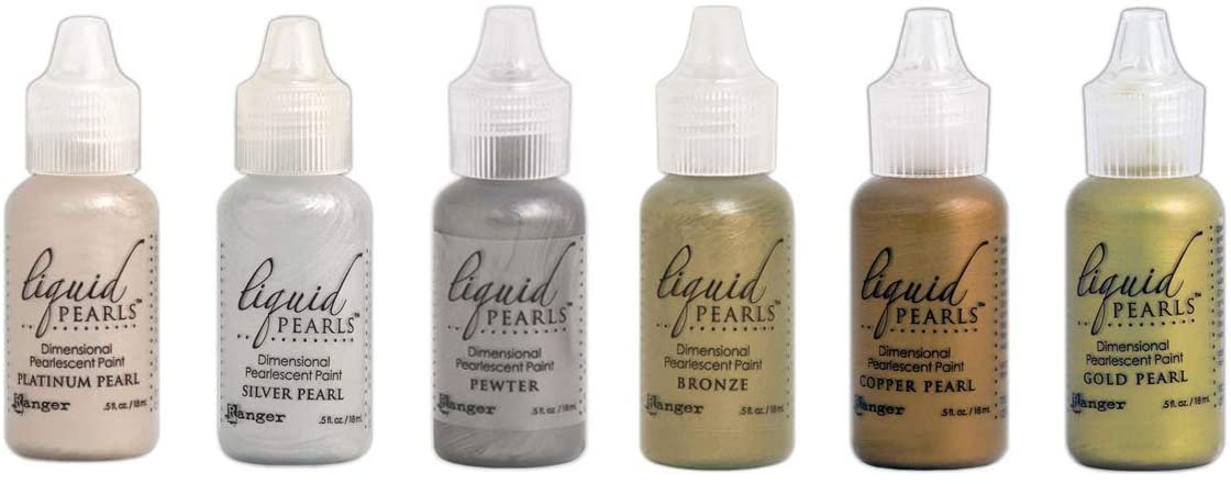 Ranger Liquid Pearls - Dimensional Pearlescent Paint, Set of Six Colors Bundle (More Metals)