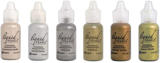 Ranger Liquid Pearls - Dimensional Pearlescent Paint, Set of Six Colors Bundle (More Metals)