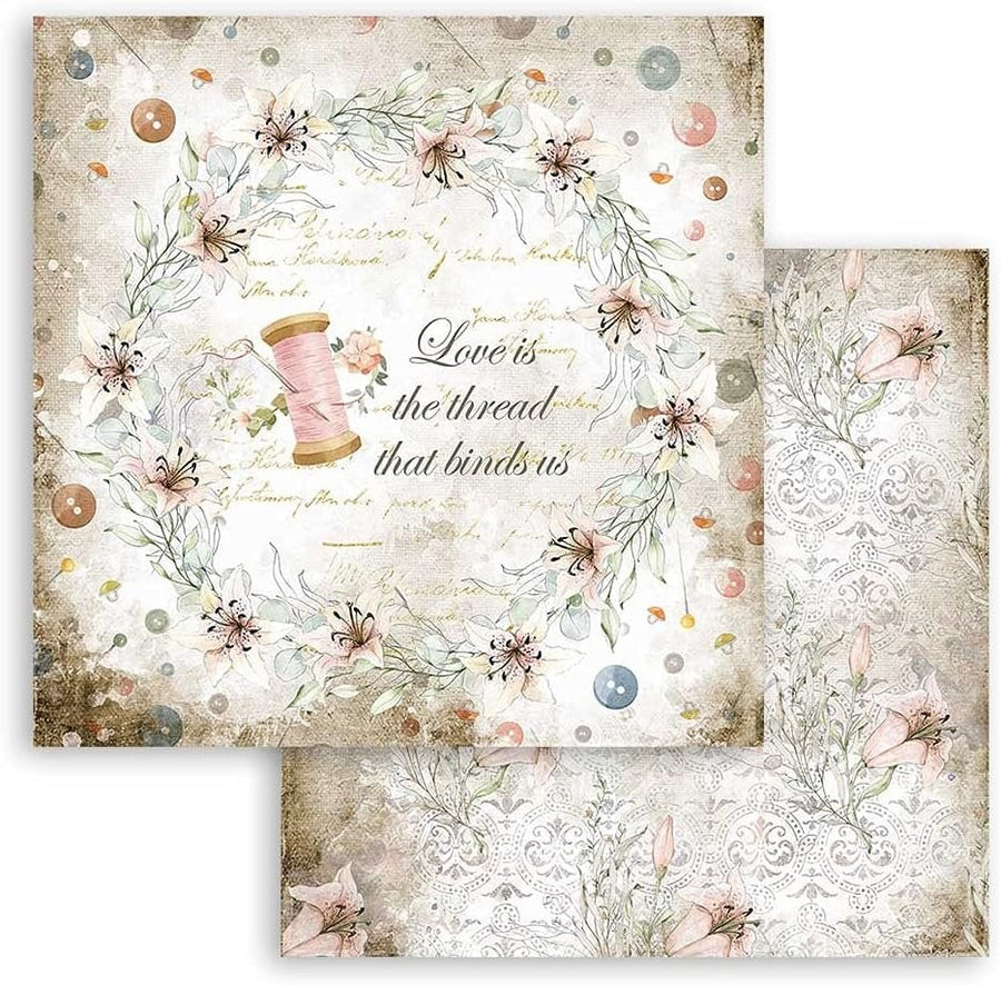 STAMPERIA INTERNATIONAL, KFT Stamperia-Scrapbooking Pad-Romantic Threads, 12 x 12 inches, Multicoloured