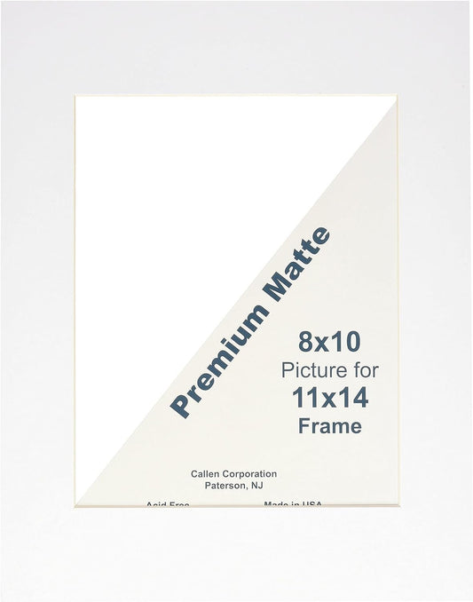Callen HC1114-11000 Single Hand Cut Photo Mat with Bevel Edge, 11-Inch x 14-Inch, White/White Core