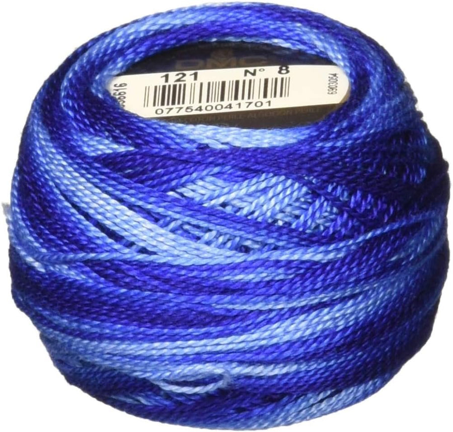 DMC 116 8-121 Pearl Cotton Thread Balls, Variegated Duft Blue, Size 8