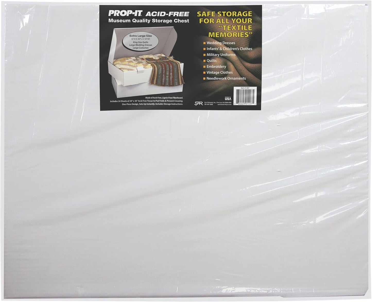S.A. RICHARDS 1407 Prop-IT Museum Quality, Acid-Free Storage Chests for Textiles, XL (6 in x 40 in x 18 in)