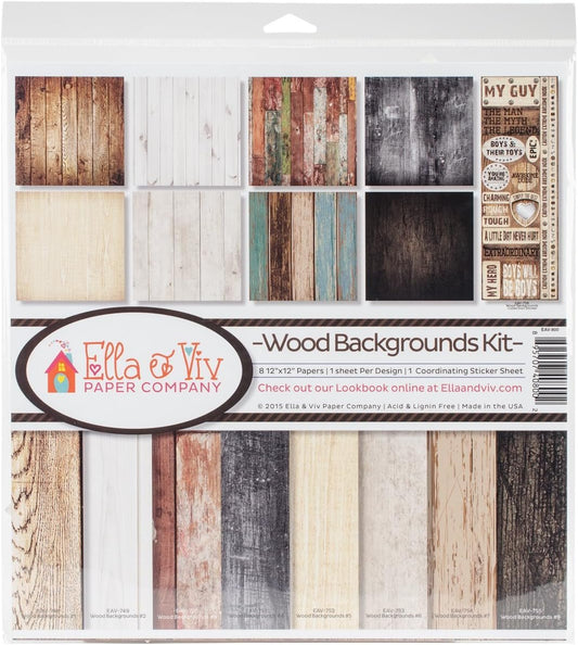 Reminisce EAV-800 Wood Backgrounds Scrapbook Collection Kit