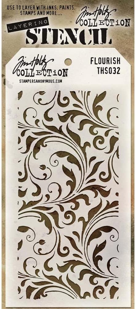 Tim Holtz - Stencils Set 1 - Five Item Bundle - Blossom, Flourish, Lace, Wildflower, and Valentine