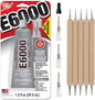 E6000 1-Ounce Tube with Precision Tips Industrial Strength Adhesive for Crafting and Pixiss Wooden Art Dotting Stylus Pens 5 pcs Set - Rhinestone Applicator Kit