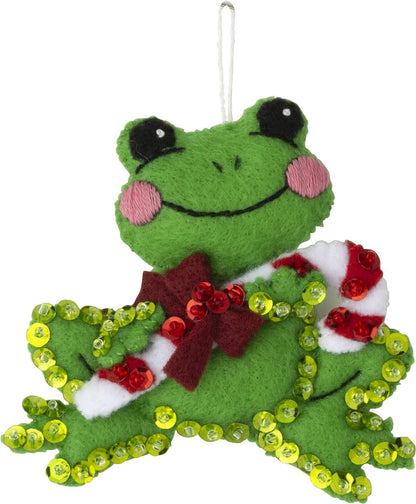 Bucilla Felt Applique 6 Piece Ornament Making Kit, Hoppy Holidays, Perfect for DIY Arts and Crafts, 89468E