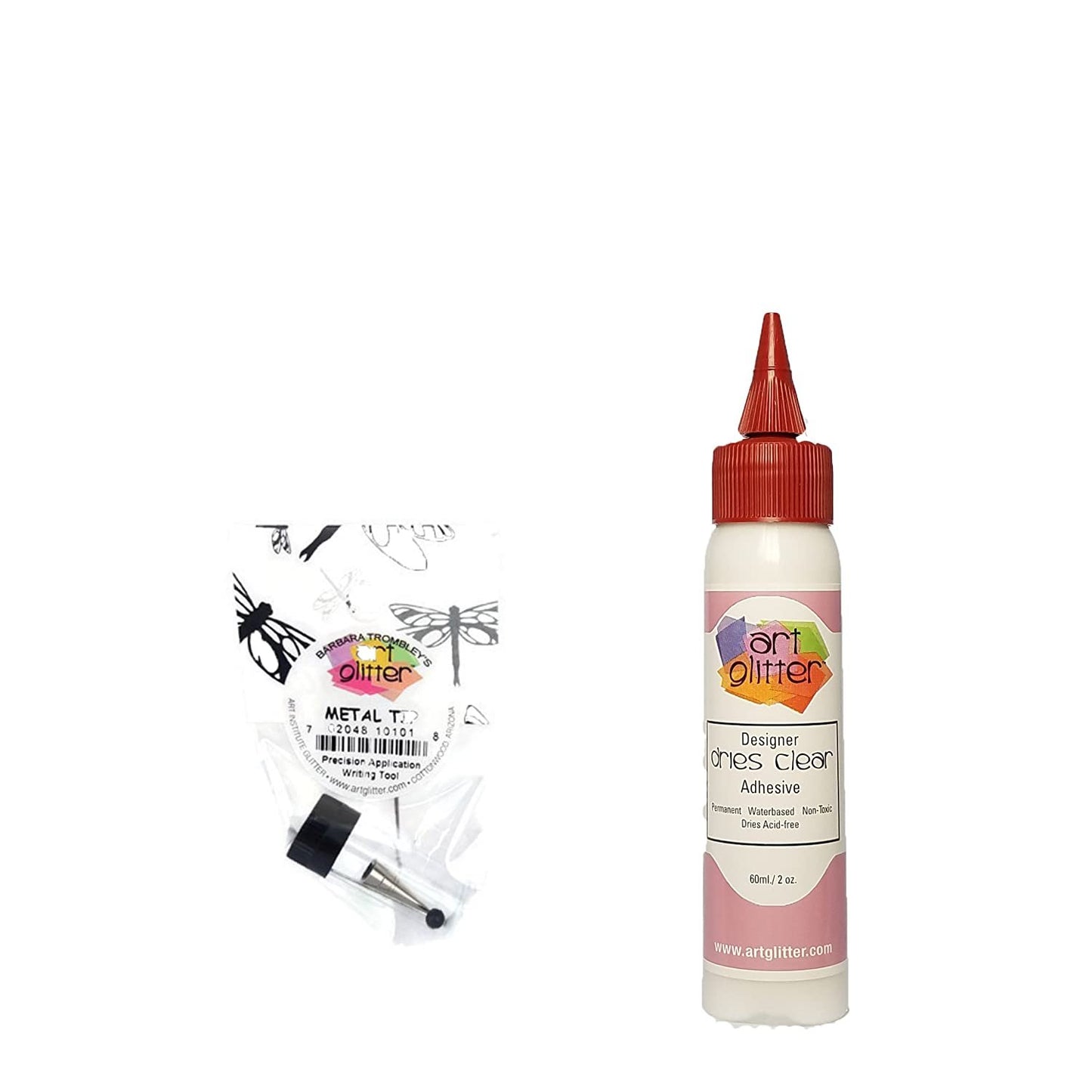 Art Glitter Glue Designer Dries Clear Adhesive 2 oz with Ultra Fine Metal Tip