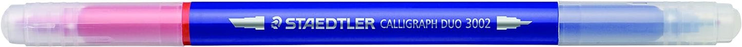 STAEDTLER double ended calligraphy markers, calligraph duo, for narrow and broad lettering designs, pigmented ink, 12 assorted colors, 3002TB12LU