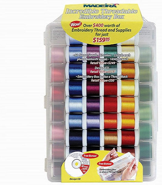 Madeira Incredible Threadable Embroidery Box 80 Rayon Smart Spools 20928082