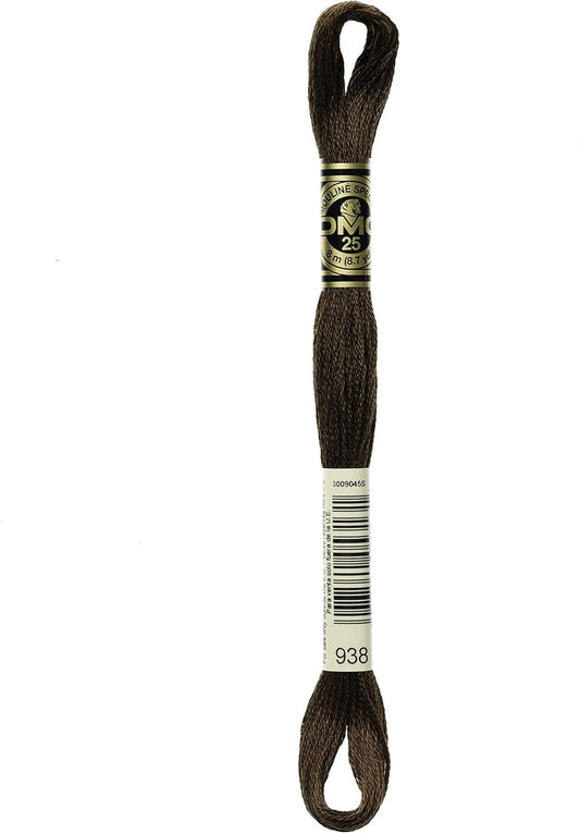 DMC Thread 6-Strand Embroidery Cotton 8.7 Yards Ultra Dark Coffee Brown 117-938 (12-Pack)