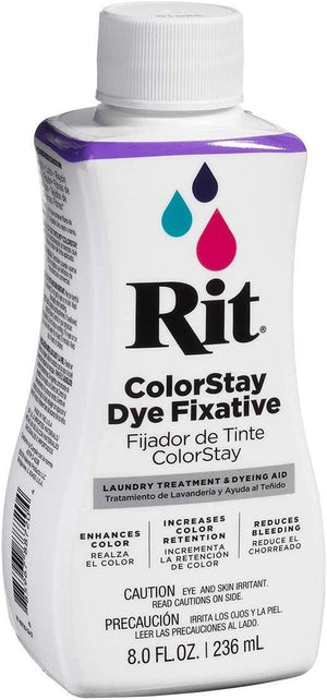 Rit Dye ColorStay Dye Fixative 8oz, Pixiss Tie Dye Accessories Bundle with Rubber Bands, Gloves, Funnel and Squeeze Bottle