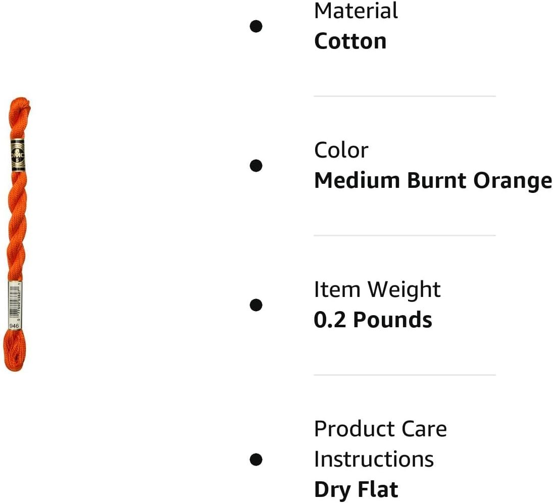 DMC 115 3-946 Pearl Cotton Thread, Medium Burnt Orange