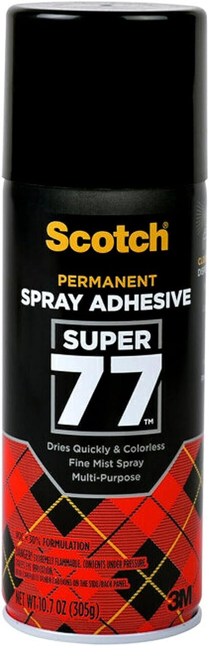 Scotch Super 77 Multipurpose Adhesive Spray, Bonds to Fabric, Cardboard, Plastic, Metal, Wood, Felt, and More, 10.7 Ounces (7716)
