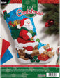 Bucilla 18-Inch Christmas Stocking Felt Applique Kit, Down The Chimney, Blue, White and Red
