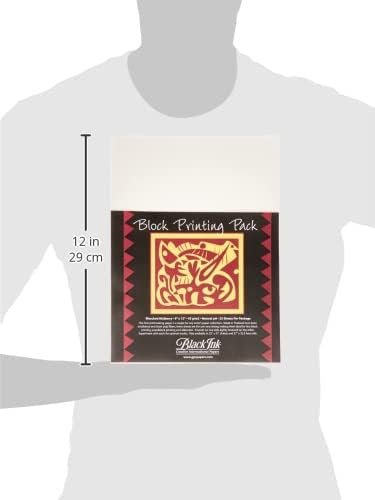 Black Ink 9-Inch by 12-Inch Bleached Mulberry Block Printing Paper, 25-Pack